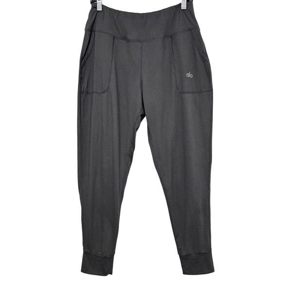 Alo Yoga Charcoal Gray High Rise Jogger Leggings Pockets Athleisure Workout XL - Picture 3 of 9